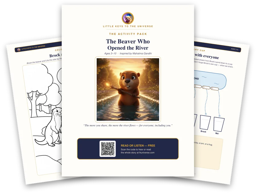 The Beaver Who Opened the River printable activity pack: cover, coloring page and activity pages
