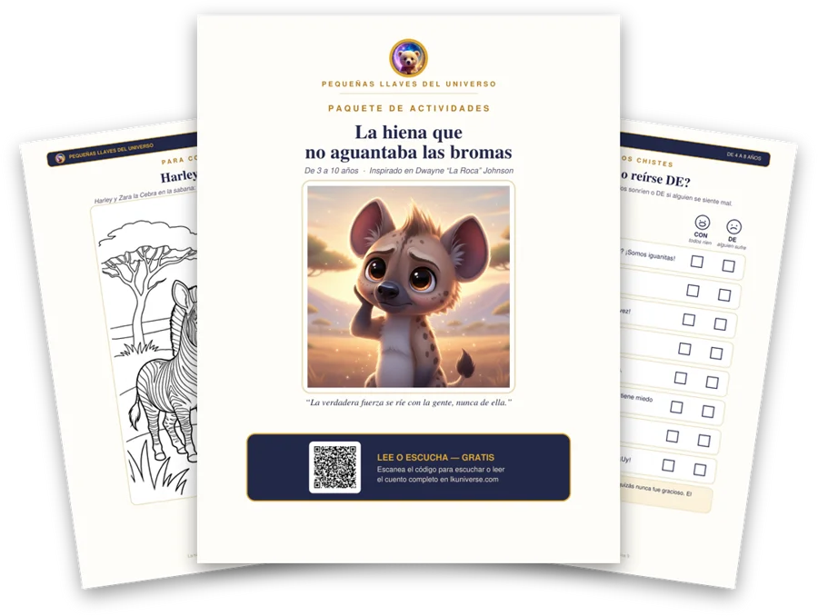 La hiena que no sabía aceptar una broma paquete de actividades imprimible: portada, página para colorear y actividades