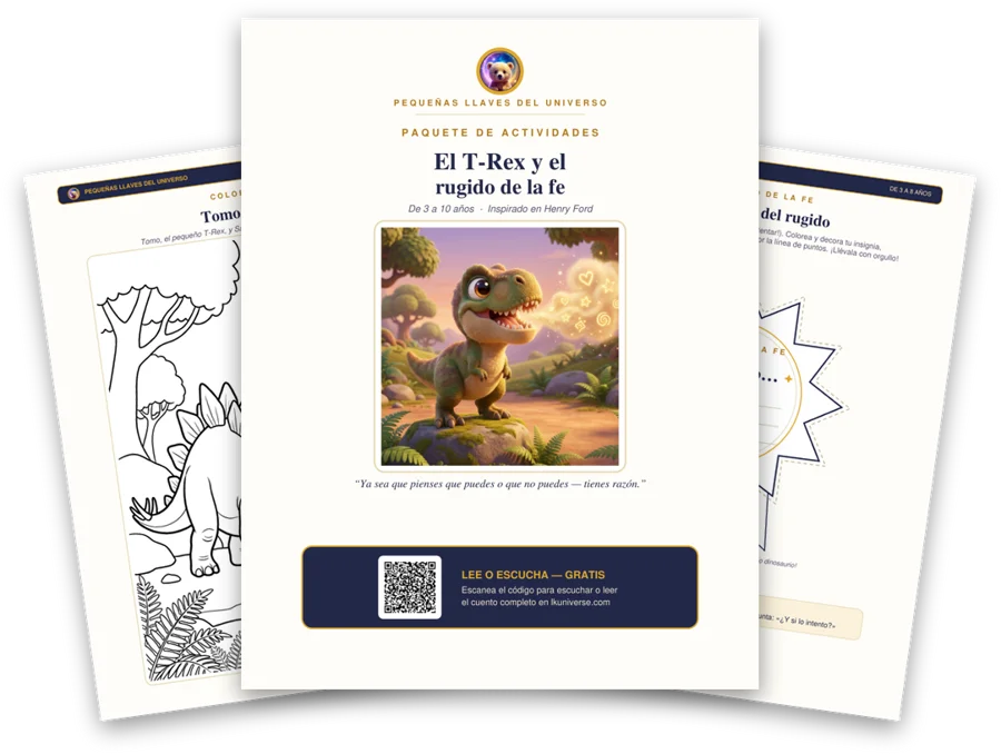 El T-Rex y el rugido de la creencia paquete de actividades imprimible: portada, página para colorear y actividades
