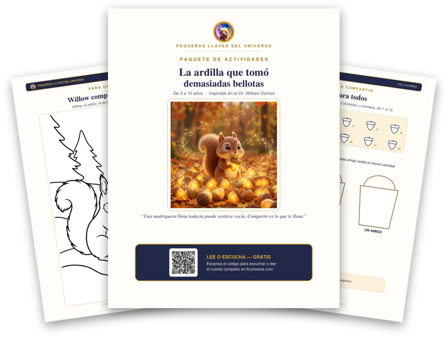 La ardilla que tomó demasiadas bellotas paquete de actividades imprimible: portada, página para colorear y actividades