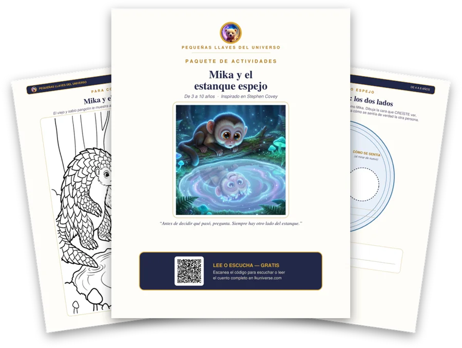 Mika y la laguna espejo paquete de actividades imprimible: portada, página para colorear y actividades