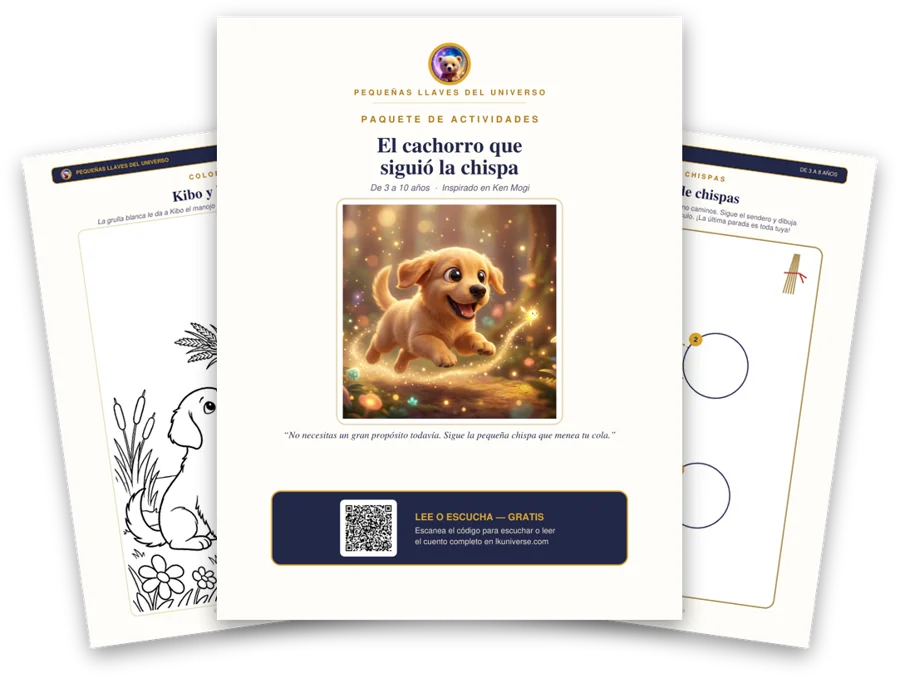 El cachorro que siguió la chispa paquete de actividades imprimible: portada, página para colorear y actividades