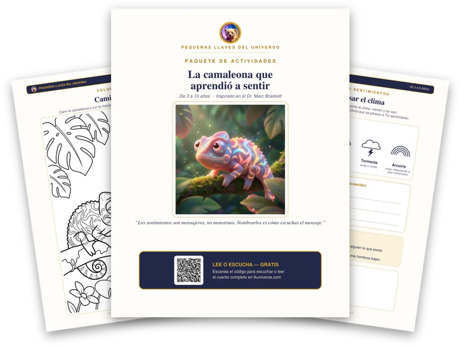 El camaleón que aprendió a sentir paquete de actividades imprimible: portada, página para colorear y actividades