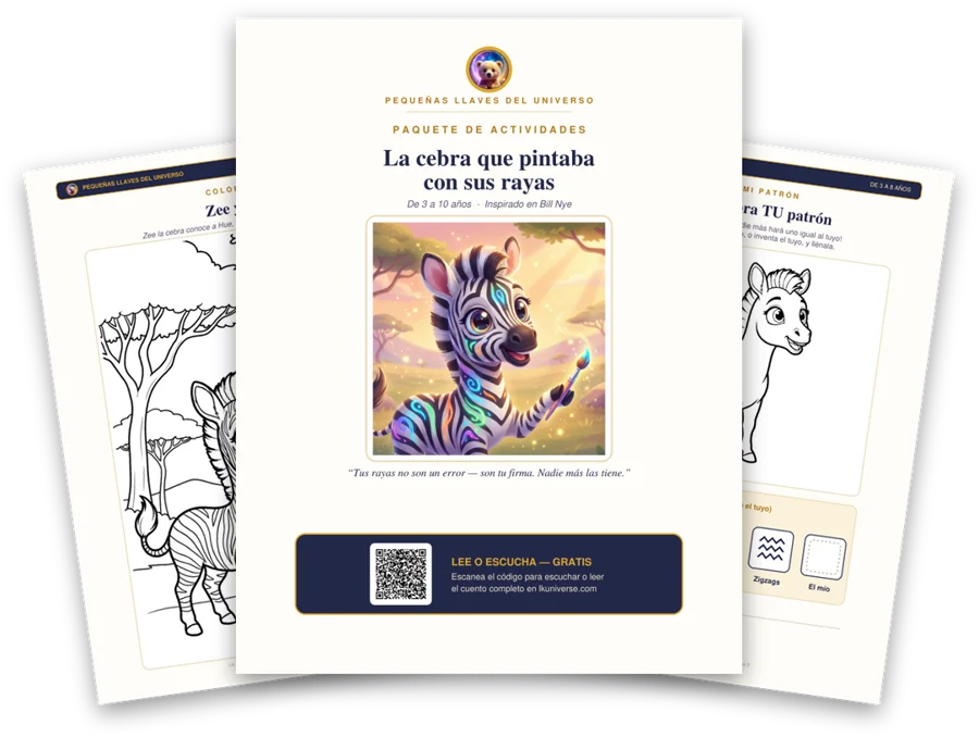 La cebra que pintaba con sus rayas paquete de actividades imprimible: portada, página para colorear y actividades
