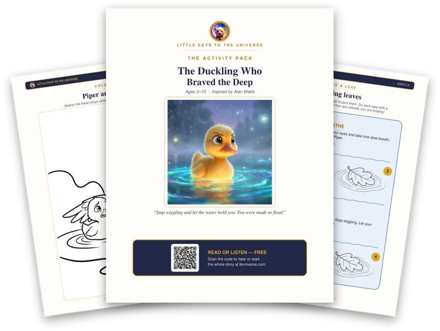 The Duckling Who Braved the Deep printable activity pack: cover, coloring page and activity pages